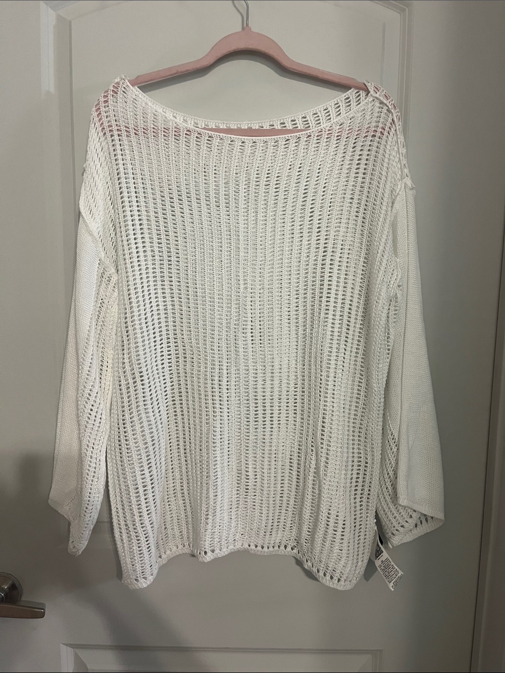 SHEIN Curve White Open Weave Knit Top